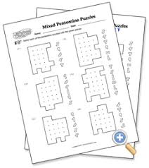 Mixed Pentomino Puzzles Worksheetworks Com Logic And Critical Thinking Maths Puzzles Teaching Math