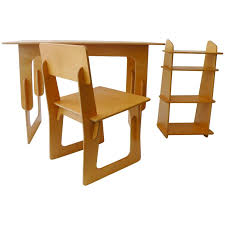 Post War Knockdown Furniture Co Plywood Three Piece Office Desk Set Office Desk Set Furniture Desk Set