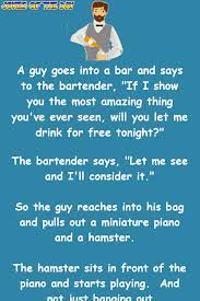 Funny Bar Joke The Bartender Is Impressed And Gives The Man Free Bar Jokes Bartender Funny Jokes Photos