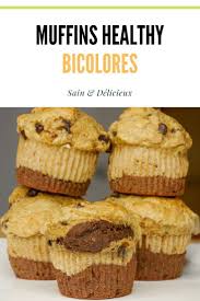 Muffins Healthy Bicolores Recette En 2020 Muffins Sains Biscuits Dietetiques Chocolat Sain