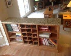 Half Wall Between Sunken Living Room Railing Or No Railing Replace Railing With Bookshelf And Wi Sunken Living Room Half Wall Room Divider Room Divider Walls