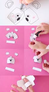 How To Make This Koala Finger Puppet With A Free Template Koala Craft Finger Puppets Puppets For Kids