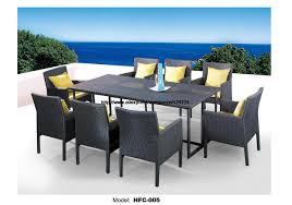 Large Size Outdoor Table Chairs Set 9 Piece Garden Balcony Meeting Desk Table Rattan Ch Garden Table And Chairs Outdoor Dining Room Set Outdoor Furniture Style