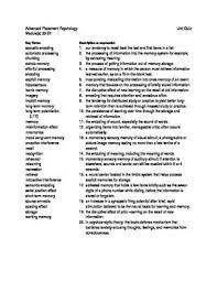 Ap Psychology Unit Quiz On Memory With Answer Keys Ap Psychology Psychology Ap Psychology Exam
