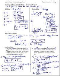 Work Energy And Power Worksheet Answer Key Work Energy And Power Energy Work Energy Science Lessons