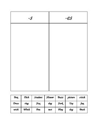Suffix S And Es Word Sort Sheet Word Sorts Spelling Rules Anchor Chart Prefixes And Suffixes