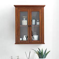 Inside, six glass shelves hold all your toiletries and bath items. Glitzhome Wooden Kitchen Bathroom Wall Storage Medicine Cabinet With Double Glass Doors And Adjustable Shelf Brown Buy Online At Best Price In Uae Amazon Ae