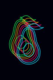 An Avocado That Is Stylized With A Neon Line Design For The Rad Retro Cyberpunk Look Neon Card Design Aesthetic Space