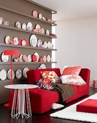 Taupe Kombiniert Mit Rot Und Weiss Modernes Rustikales Wohnzimmer Gelbes Wohnzimmer Braune Couch Wohnzimmer Ideen