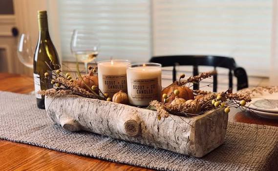 Introducing our new "Birch Log" by Isabel Bloom! Perfect anchor piece for  your dining room table. Filled with candles, sprigs of fall branches or  little pumpkins, this log will inspire many tabletop