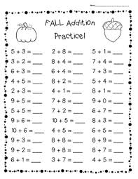 Fall Addition Practice Worksheet Pack 3 Leveled Sheets For Back To School Math Addition Worksheets Addition Practice First Grade Math Worksheets