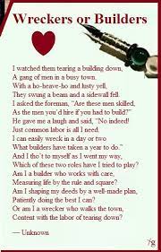 16 Wreckers Or Builders Spiritual Poems Read Bible Words