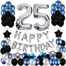 Maybe you would like to learn more about one of these? Buy 25th Birthday Decorations Yoart 25 Birthday Party Decoration Balloons Party Supplies Blue And Silver Black Foil Star Balloons For Women Men 81pcs Online In Thailand B07sx3myk8