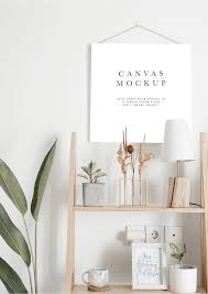 Frame Mockup 566 Boho Chic Hanging Canvas Frame Mockup Photo Frame Mock Up Square Wall Art Display Square Frame Psd Smart Object In 2020 Frame Mockups Square Wall Art Canvas Frame