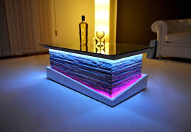 A coffee table is one that can be used for many purposes and not just for having a coffee. Glass Coffee Table With Led Lights Rustic Modern Design Etsy