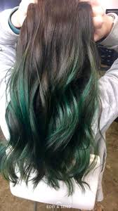 Emerald Green Balayage Green Hair Ombre Hair Highlights Dark Green Hair