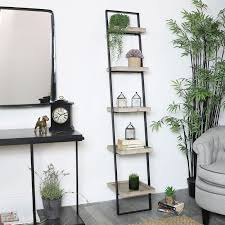 Bookcases below more space with ample storage without. Black Metal Wood Ladder Shelving Unit