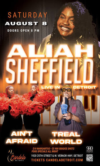 GET THOSE TICKETS BABY 🎟️ The stage has our heart 🎤 ticket link below ,  https://candeladetroit.com/event/aliah-sheffield/, @candeladetroit ,  #detroit #detroitmusic #detroitshows #aintafraid