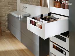 For trash and recycling pull outs, your slides will have to perform well under varrying weight conditions and these slides are up to that job! Bathroom Drawers Inside Cabinet Organised Drawers Replace Cluttered Cabinet Shelves Blum Legrabox I Buy Kitchen Cabinets Kitchen Cabinets Brands Buy Kitchen