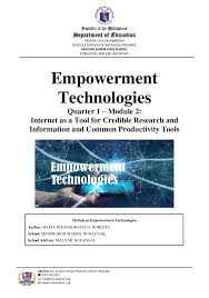 Good day po.pashare nga din po complete subjects ng grade 1 quarter 3 modules,tagalog po. Empowerment Technologies Module 2 Docsity