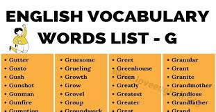 Words That Start With G 500 Wonderful Words Beginning With Letter G Love English