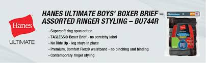 Hanes Boys 4 Pack Ultimate Comfort Flex Ringer Boxer Briefs