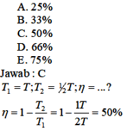Sebuah mesin carnot yang menggunakan reservoir suhu tinggi bersuhu 800k mempunyai efisiensi sebesar 40%. Destinasi Fisika Chapter 17 Termodinamika Snmptn
