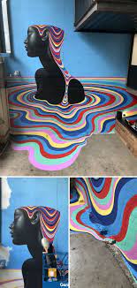 Fountain By Gina Kiel At Work Inc Street Wall Art Unique Wall Art Colorful Murals
