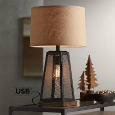 With a white drum shade, these lamps look great with a variety of decor, including industrial, modern, and vintage styles. Barris Metal Usb Table Lamp With Led Night Light Style 46c76 Lamps Plus