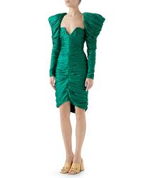 Gucci Long Sleeve Gathered Hammered Matte Satin Cocktail Dress Satin Cocktail Dress Matte Satin Dresses