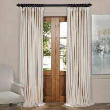 Exclusive Fabrics Furnishings Ivory Velvet Rod Pocket Blackout Curtain 100 In W X 84 In L Vpch Vet1217 84 The Home Depot Half Price Drapes Velvet Curtains Drapes Curtains