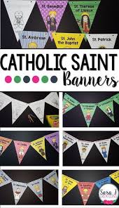 Catholic Saint Banners Catholic Schools Week Catholic Saints Sunday School Decorations