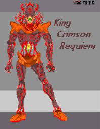 King Crimson Requiem Jojo Amino Amino King crimson requiem becomes easily some of the top most powerful stands in jojo just because if diavolo's identity is never shown, then king crimson is truly an invincible stand. king crimson requiem jojo amino amino