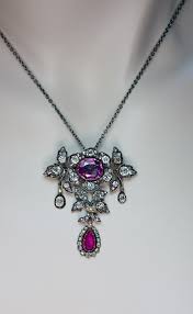 Antique ruby and diamond necklace. 19th Century Diamond Ruby Sapphire Pendant Necklace Antique Jewelry Vintage Rings Faberge Eggs