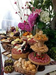 A small portable folding table used for an individual. Savory Snack Table Wedding Idea Wedding Food Tables Party Food Buffet Buffet Food Wedding Food Table