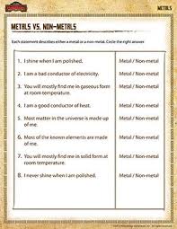 Metals Vs Non Metals 5th Grade Science Printables Science Printables Science Worksheets 5th Grade Science
