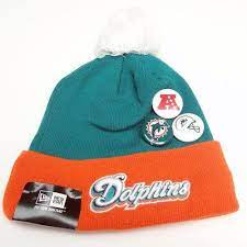 Miami Dolphins New Era Button Up Knit Hat With Pom New Era 24 97 Sports Equipment New Era Winter Hats