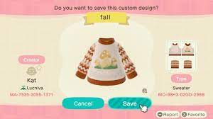 Acnh Autumn Mushroom Sweater Custom Design Animal Crossing Custom