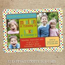 Joint Birthday Party Invitation Wording For Adults Joint Birthday Photo Invitation Sibling Birthday Invitation Dual Birthday Shared Party Boys Or Girls Of Any Age Custom Colors Photo Birthday Invitations Sibling Birthday Parties Joint Birthday Parties