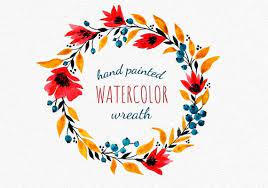 Watercolor Wreath With Blueberries Clipart Bright Wreath Png Etsy In 2021 Wreath Watercolor Floral Wreaths Illustration Flower Clipart