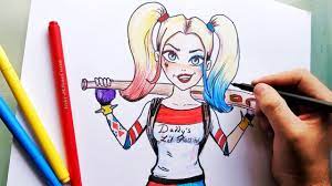 comment dessiner harley quinn facilement dessin kawaii youtube coloriage de la petite maison l&#x00027;horreur