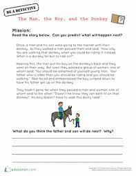 The Man The Boy And The Donkey Worksheet Education Com Writing Worksheets Sensory Words Reading Comprehension Skills