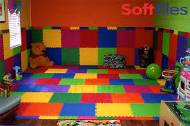 Colorful Day Care Playroom Using Softtiles Interlocking Foam Mats This Church Even Put Softtiles On The Walls To P Playroom Wall Daycare Decor Preschool Decor