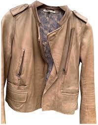 Maje Camel Leather Jackets Shopstyle