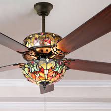 Shop Tiffany Style Stained Glass Halston Ceiling Fan Spice 52 L X 52 W X 19 H 52 L X 52 W X 19 H On Sale Overstock 16105878 Pull Chain