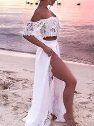 Choose from a wide range of affordable dresses at kohl's®. White Lace Two Piece Slit Off Shoulder High Waisted Bohemian Elegant Maxi Dress Maxi Dresses Dresses