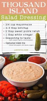 Easy Homemade Thousand Island Salad Dressing Recipe Plus Burger Or Sandwi Salad Dressing Recipes Homemade Easy Salad Dressing Recipes Salad Dressing Recipes