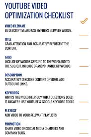 Youtube Video Optimization Checklist Video Marketing Ideas Get The Youtube Marketing Youtube Channel Ideas Start Youtube Channel Youtube Marketing Strategy