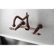 See more ideas about brass kitchen faucet, kitchen cabinetry, kitchen faucet. Kingston Brass Heritage Antique Copper 2 Handle Wall Mount High Arc Handle Kitchen Faucet In The Kitchen Faucets Department At Lowes Com