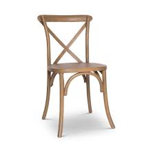 Cross Back Chair Natural Wood Glam Party Rentals